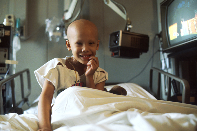 child undergoing chemotherapy for cancer